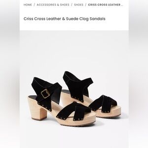 Bundle 3 for $50 | loft Criss Cross Leather & Suede Clog Sandals - Black
